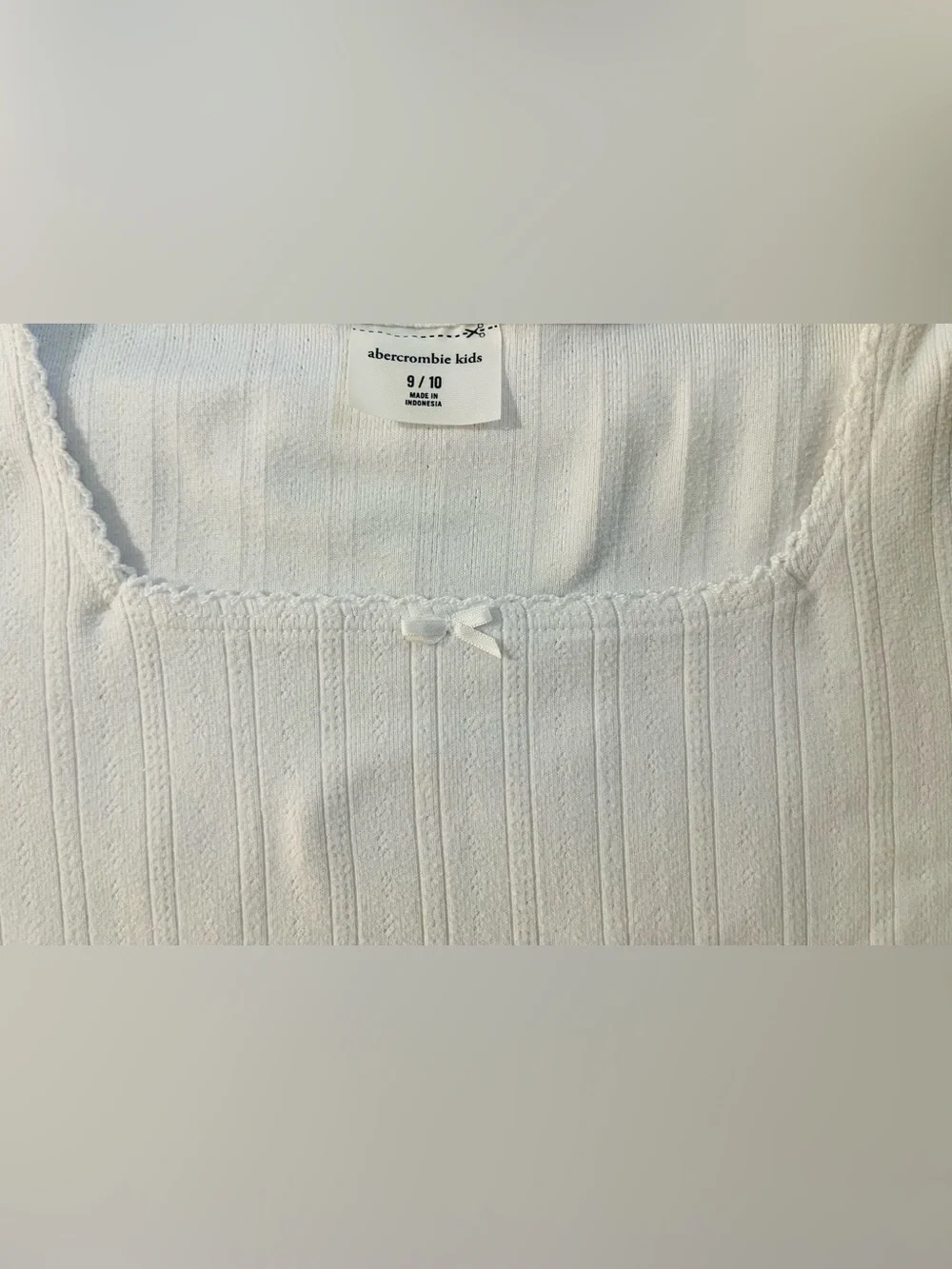 abercrombie kids White Ribbed Short Sleeve Scoop Neck Tee